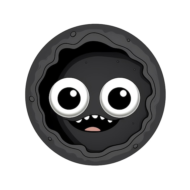 PSD black hole kawaii adesivo png file trasparente