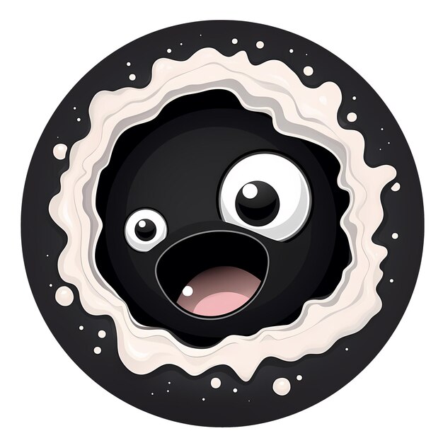 PSD black hole kawaii adesivo png file trasparente