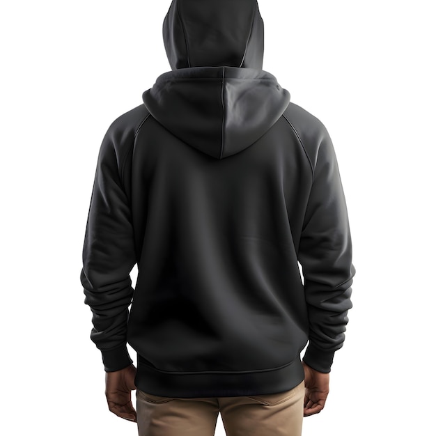 PSD black hooded sweatshirt isolated on white background with clipping path