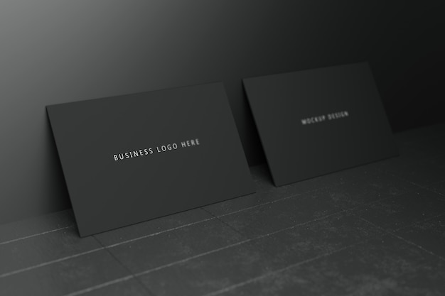 PSD black horizontal business card paper mockup template with blank space cover