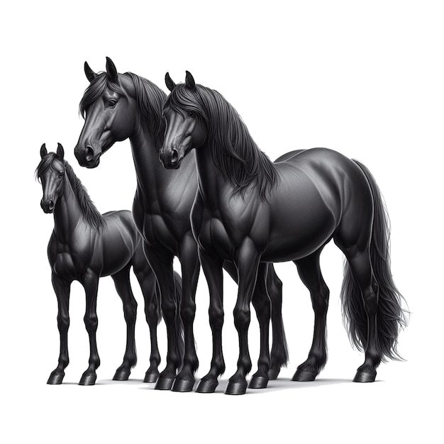PSD black horse family clip art