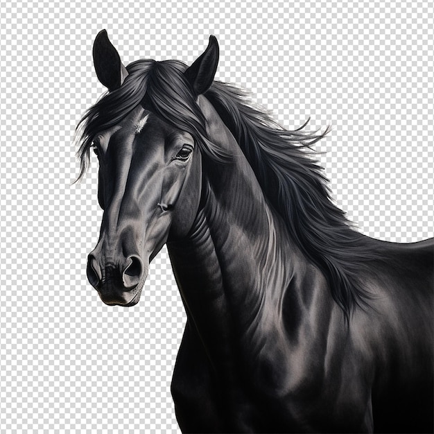 A black horse isolated on transparent background png