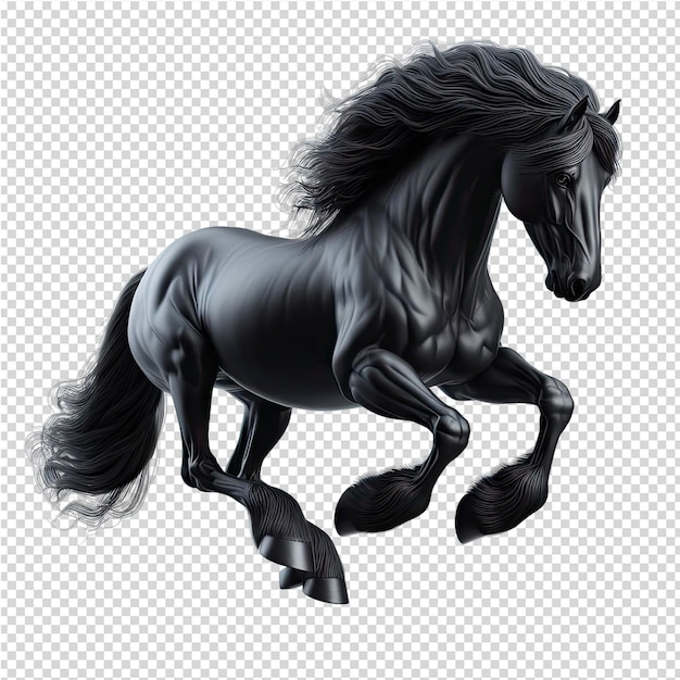 PSD un cavallo nero con una criniera e una coda nere