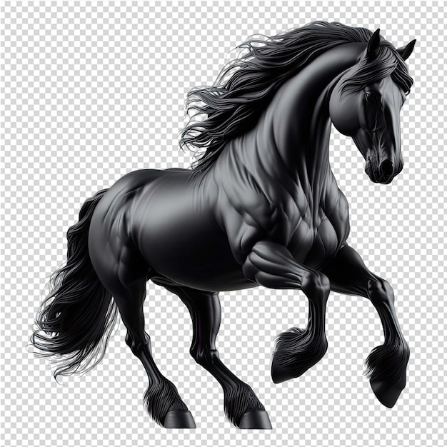 a black horse with a black mane and tail