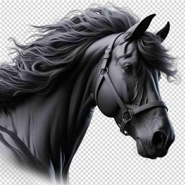 a black horse with a white mane and a black mane