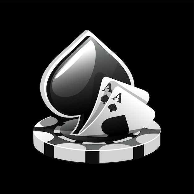 PSD black icon for the casino illustration poker cards spade symbol and chip games