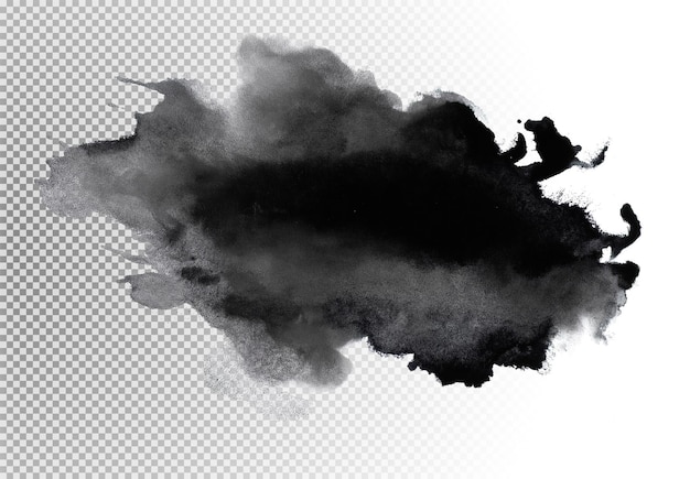 Black Ink Blot on Transparent Background