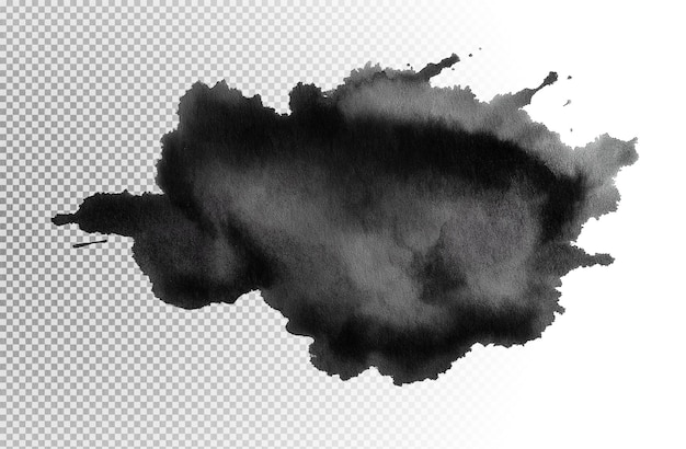 Black Ink Blot on Transparent Background