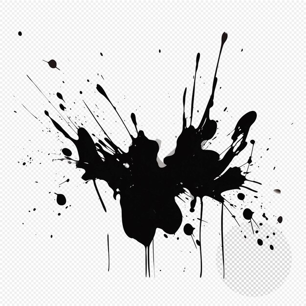 PSD black ink droplet and splash splatter isolated