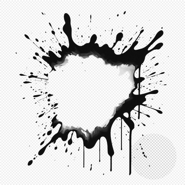 PSD black ink droplet and splash splatter isolated