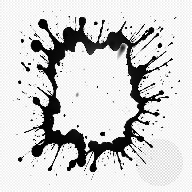 PSD black ink droplet and splash splatter isolated