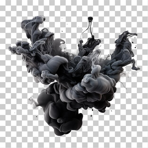 PSD black ink explosion on a transparent background