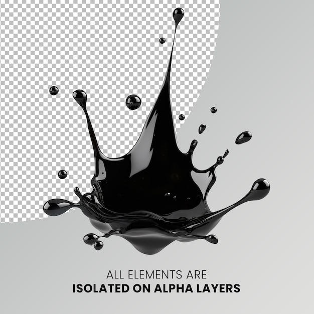 black ink splash isolated on alpha layers