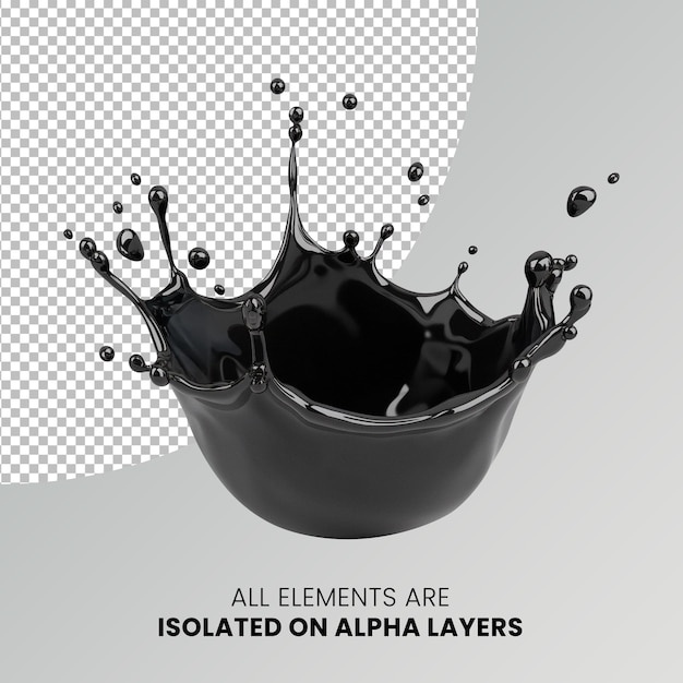 black ink splash isolated on alpha layers