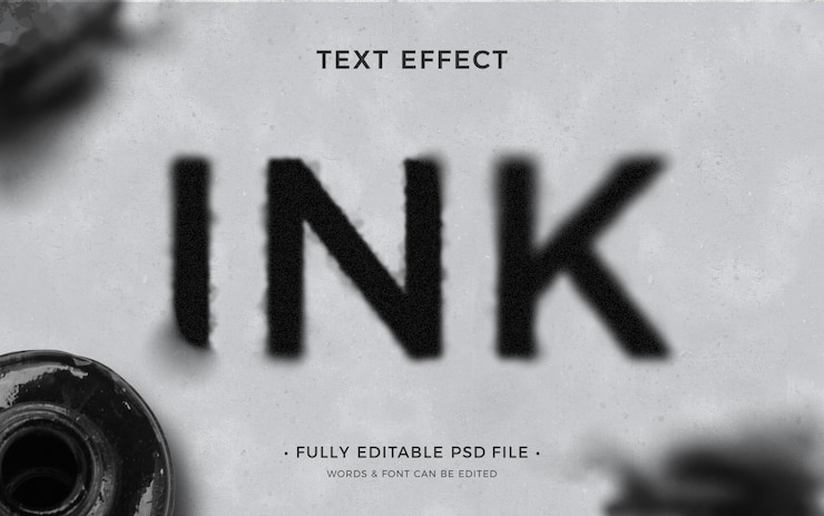 PSD black ink text effect
