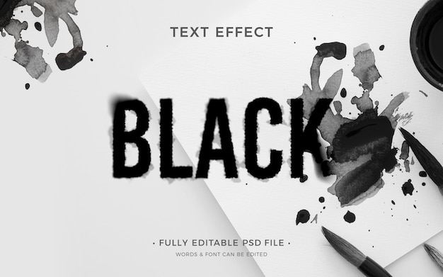 Текстовый эффект чёрных чернил
