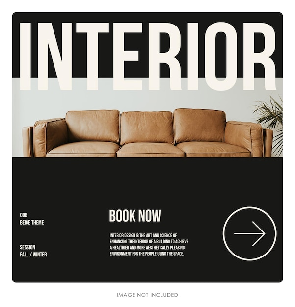 Black interior promotional social media post banner template