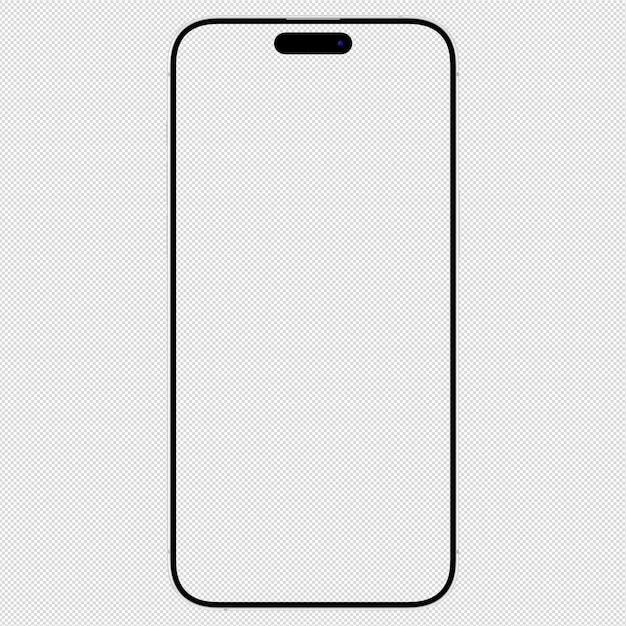 black iphone 15 mockup template only frame transparent png isolated blank screen front