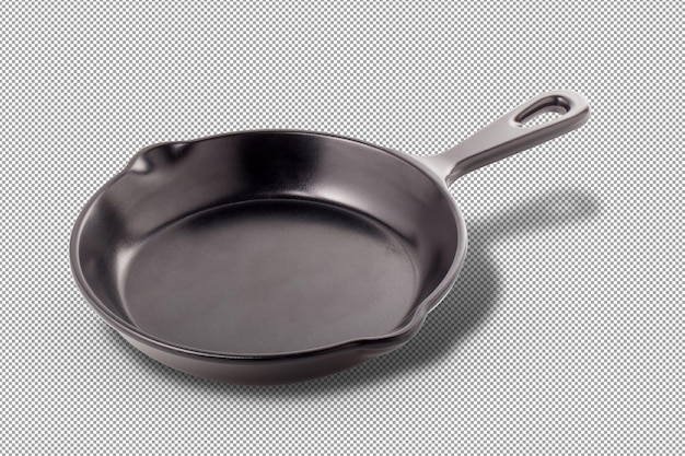 Black iron pan isolated on alpha background