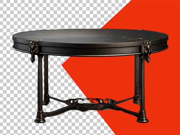 The black iron table on transparent background