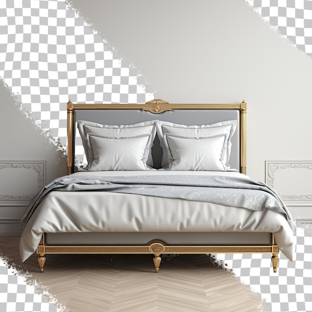 Black isolated double bed transparent background