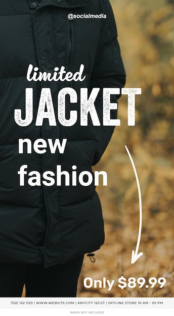 Black JACKET Fashion SALE media społecznościowe instagram historie szablon psd design