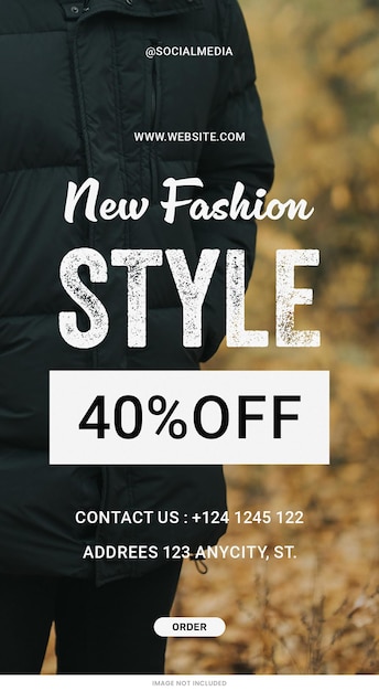 Black JACKET Fashion SALE media społecznościowe instagram historie szablon psd design