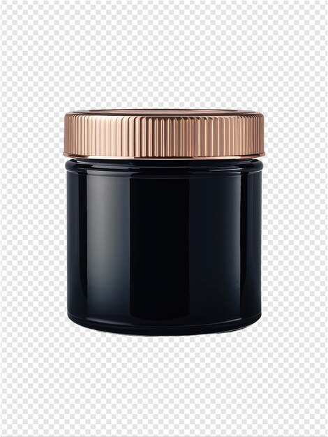 PSD a black jar with gold lid and a gold lid