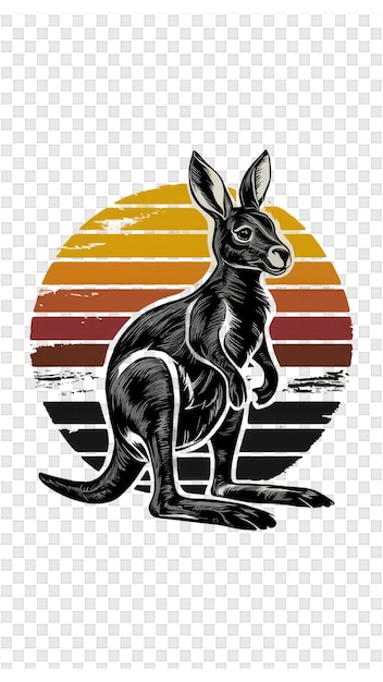 PSD a black kangaroo with a yellow and orange background