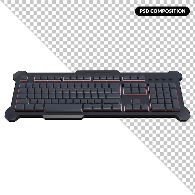 PSD a black keyboard isolated 3d rendering