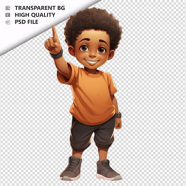 PSD black kid picking ultra realistic style white background