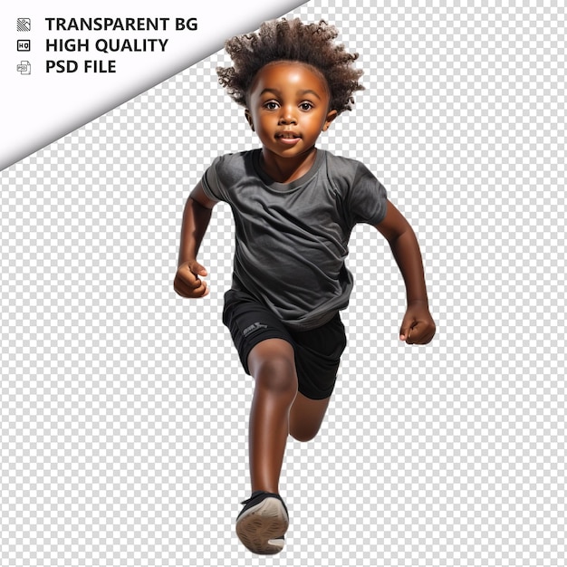 Black kid running ultra realistische stijl witte achtergrond