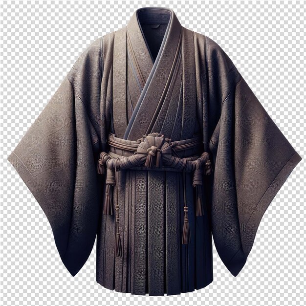 Un kimono nero con una cintura che ha una cintura nera