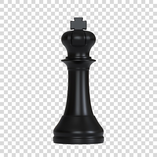 Black king chess piece isolated on white background Chess game figurine Chess pieces Board games 3D