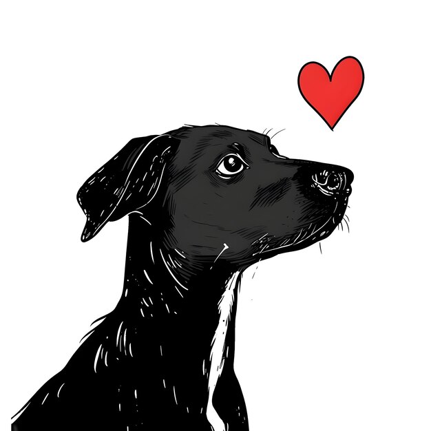 Cucciolo di labrador nero con illustrazione di cuore png