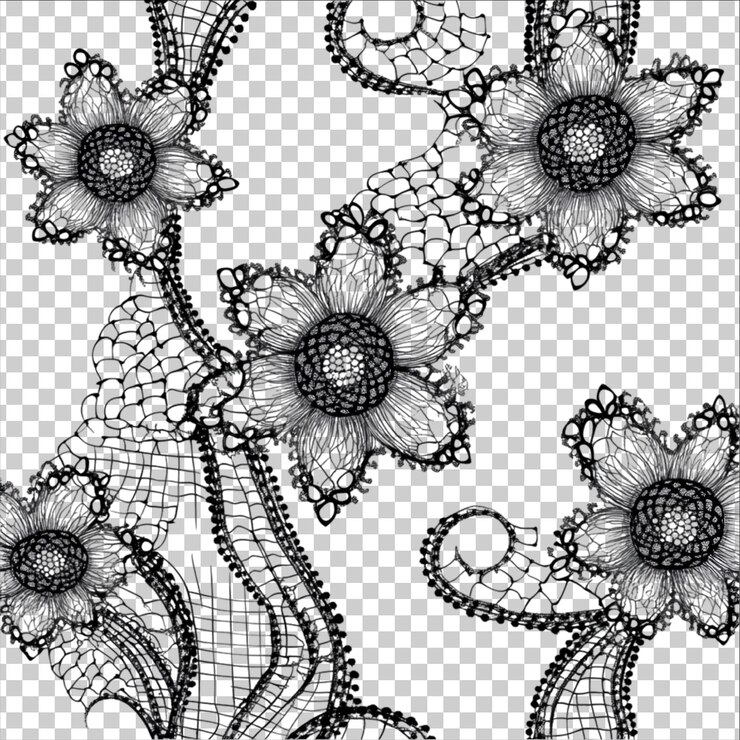 PSD black lace floral pattern
