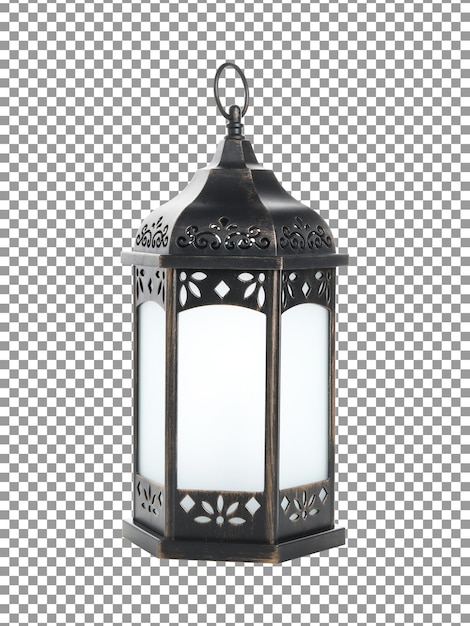 A black lantern with a white glass cover transparent background