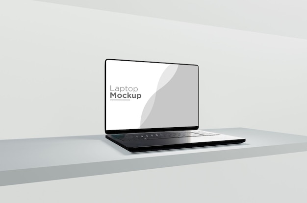 Black Laptop Mockup Design isolate on 3D Background