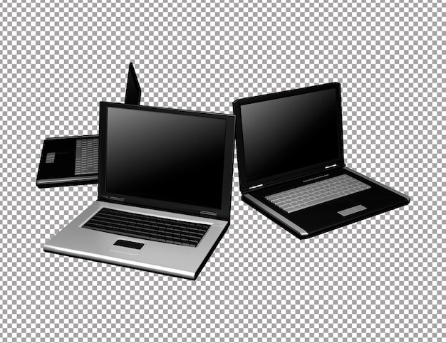 PSD modello 3d di laptop neri