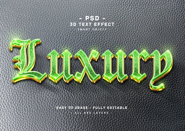 A black leather back cover with the word luxury in green letters.