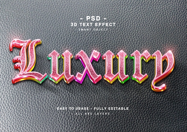 PSD a black leather bag with the title luxury effect.