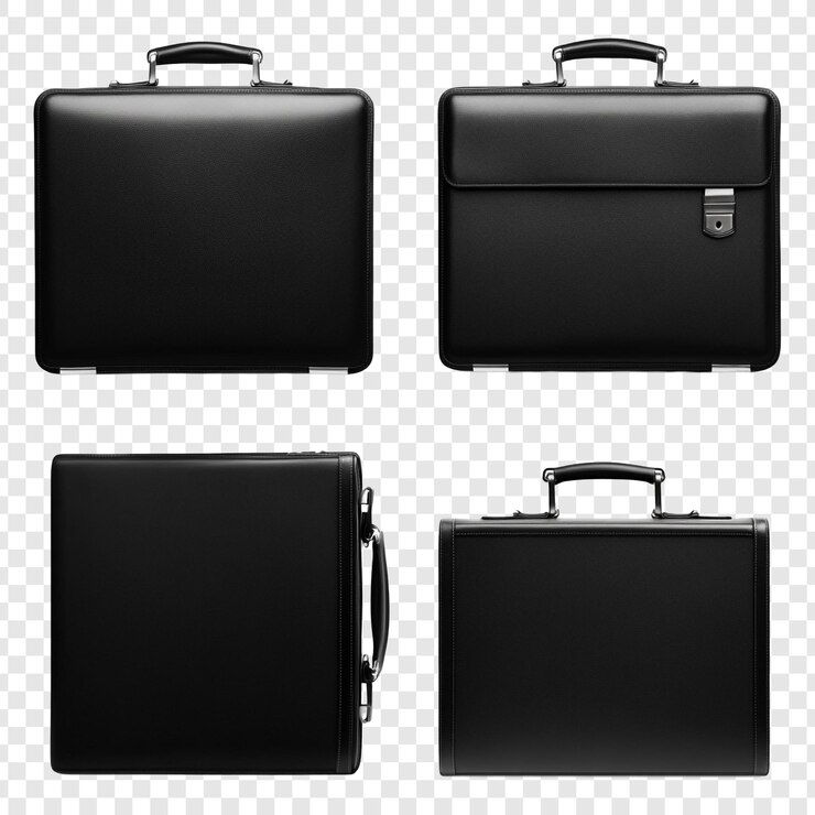 PSD black leather briefcase