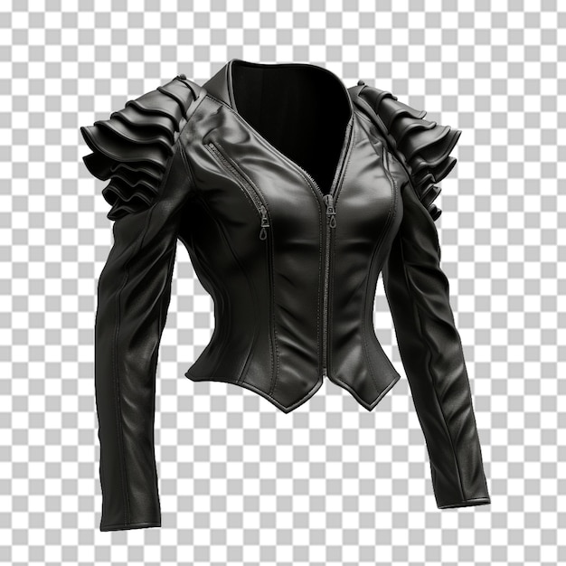 PSD black leather jacket isolated on a transparent background
