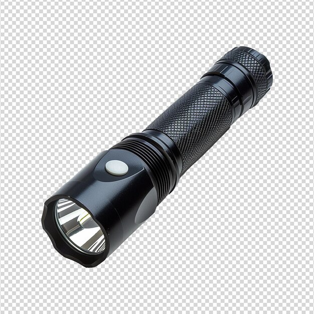 PSD black led flashlight isolated on a transparent background