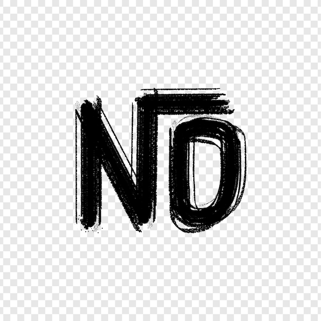 검은색 브러쉬 스트로크 한가운데에 검은 글자 NO