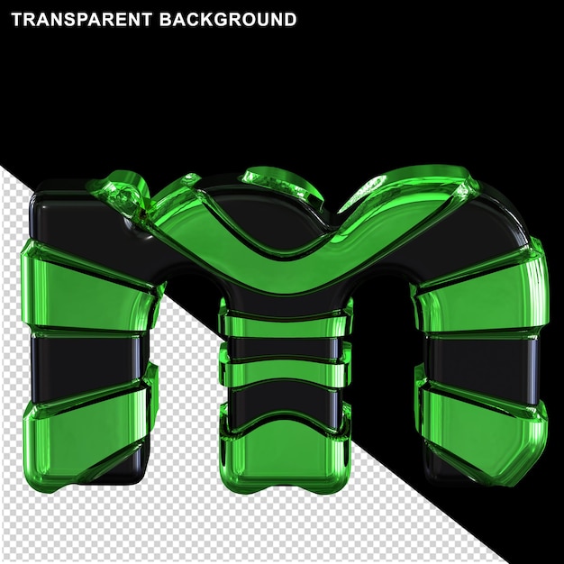 PSD black letters with green straps letter m