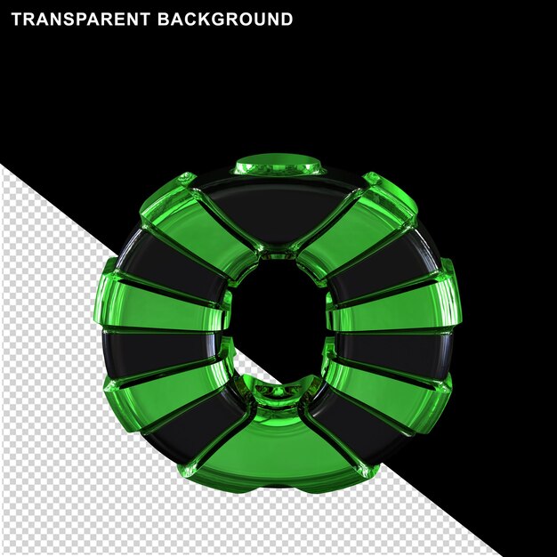 PSD 緑のストラップが付いた黒い文字文字o