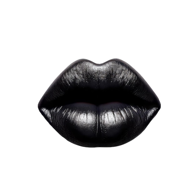 PSD black lips on transparent background