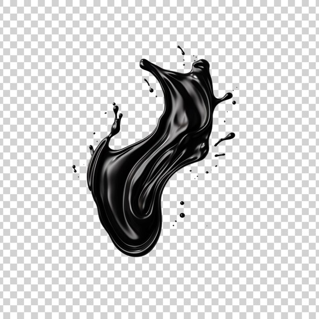 PSD black liquid splash on a transparent background