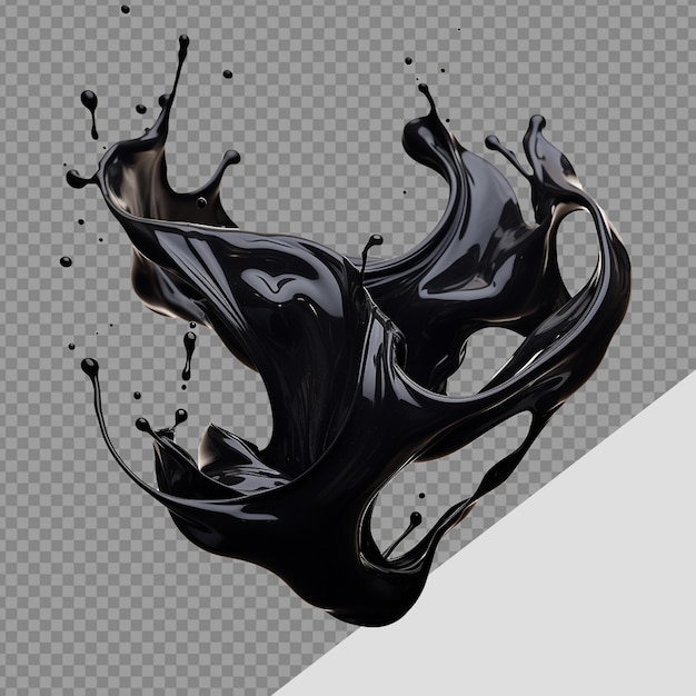 PSD black liquid splashing png isolated on transparent background